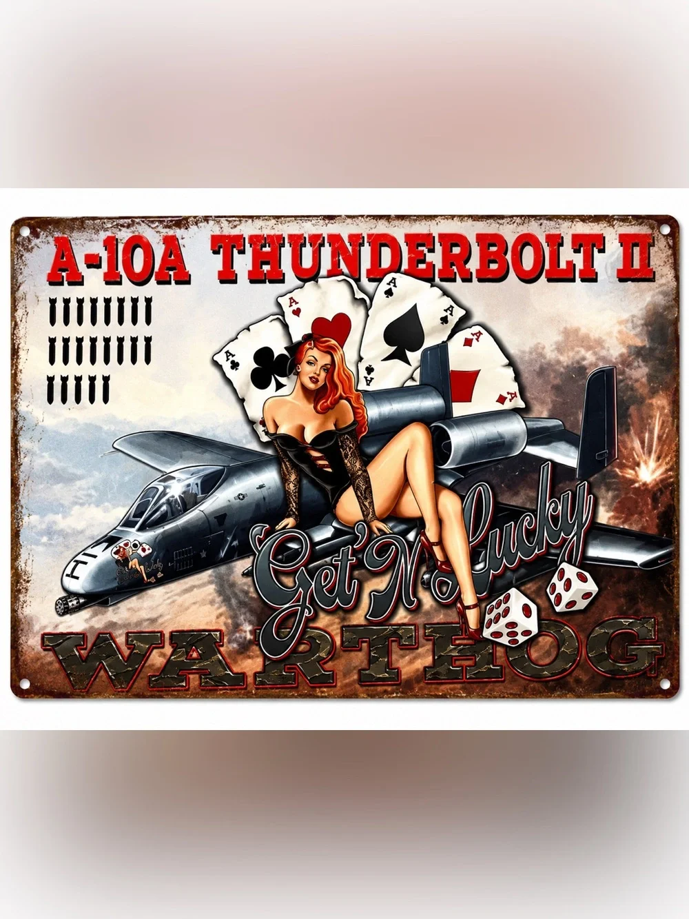 NEW Heavy Duty Steel A-10A Thunderbolt II Get’N Lucky Warthog Metal Sign